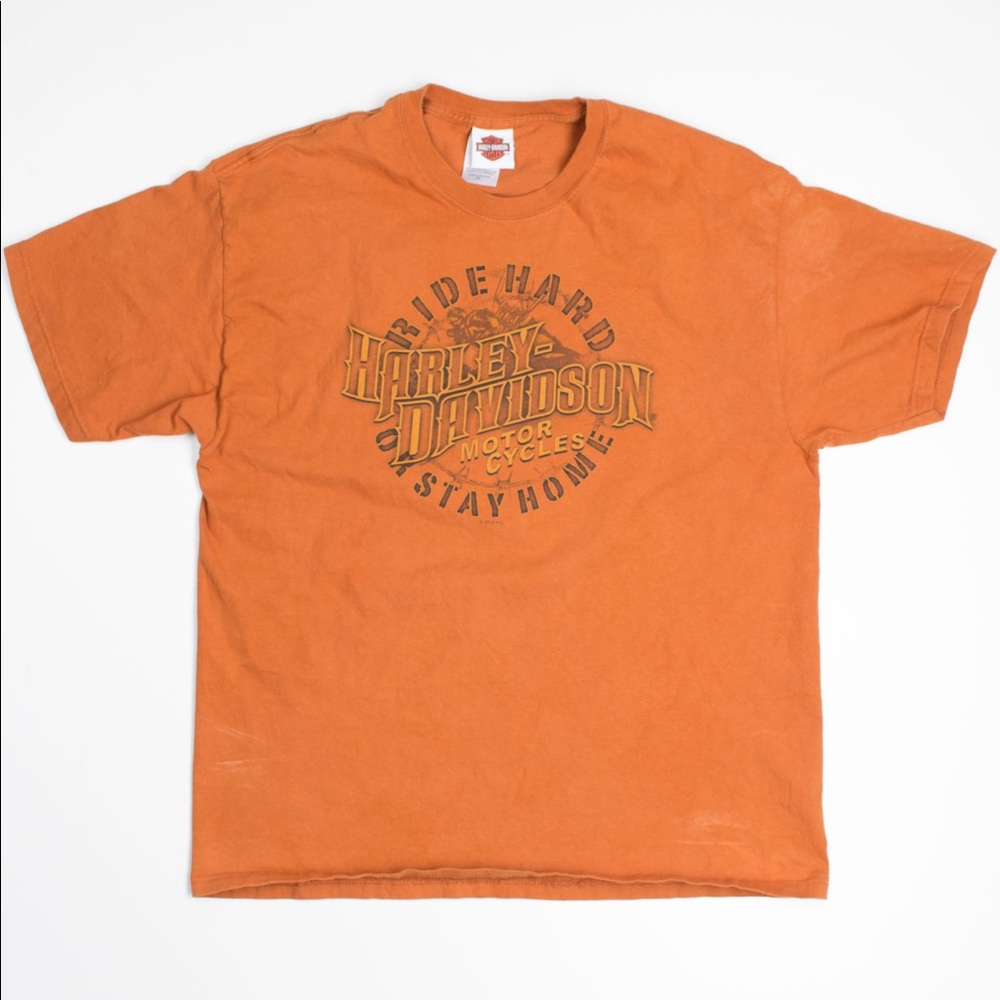 VINTAGE HARLEY DAVIDSON Orange Short Sleeve Tee Shirt